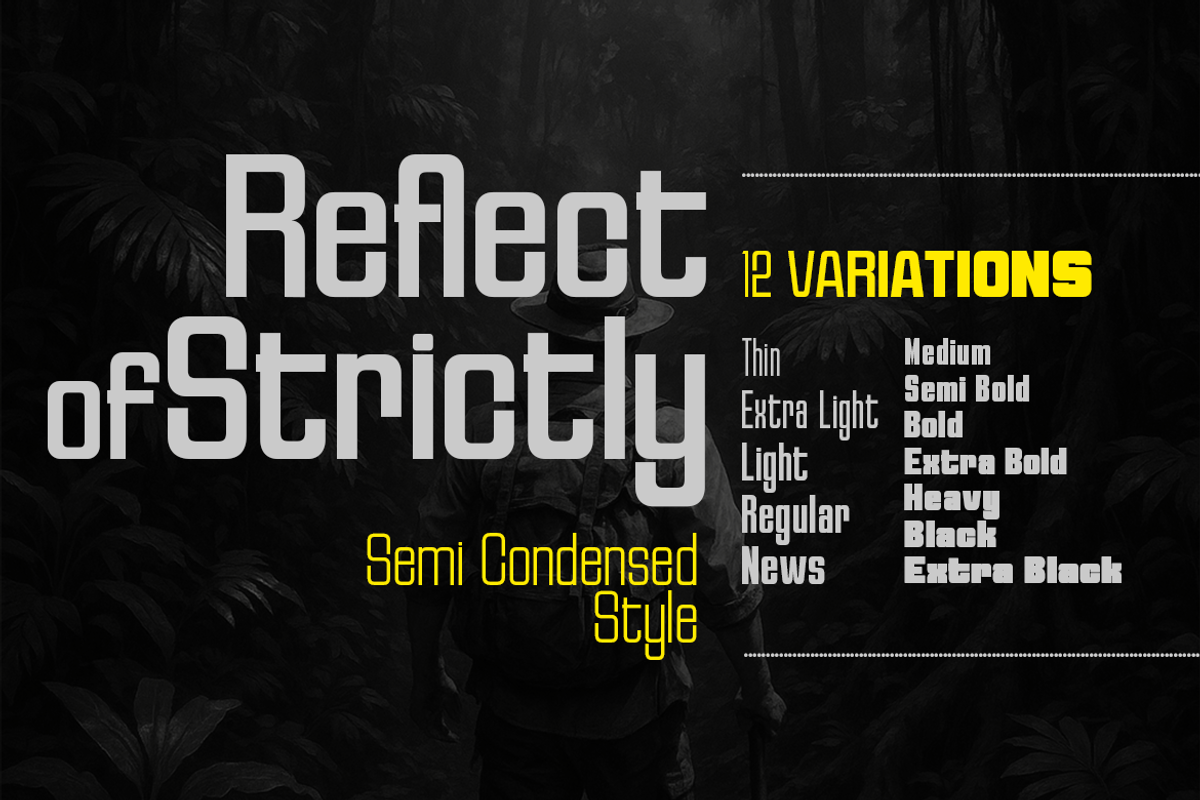 Reflect of Strictly Semi Condensed, a Sans Serif Font by groens (Photo 1 of 5)