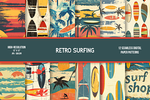 Retro Surfing Seamless Digital Paper
