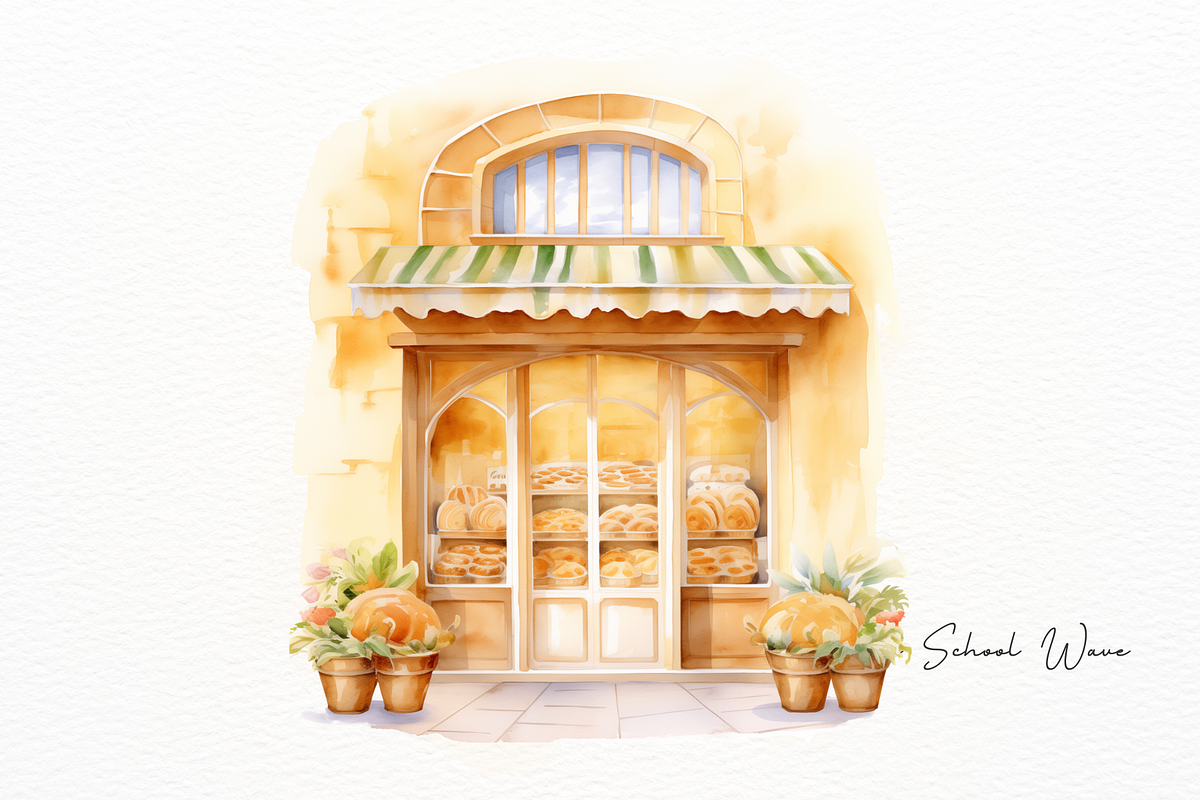 Bakery Storefront Watercolor Clipart, a Work Illustration by New-School-Wave (Photo 3 of 5)