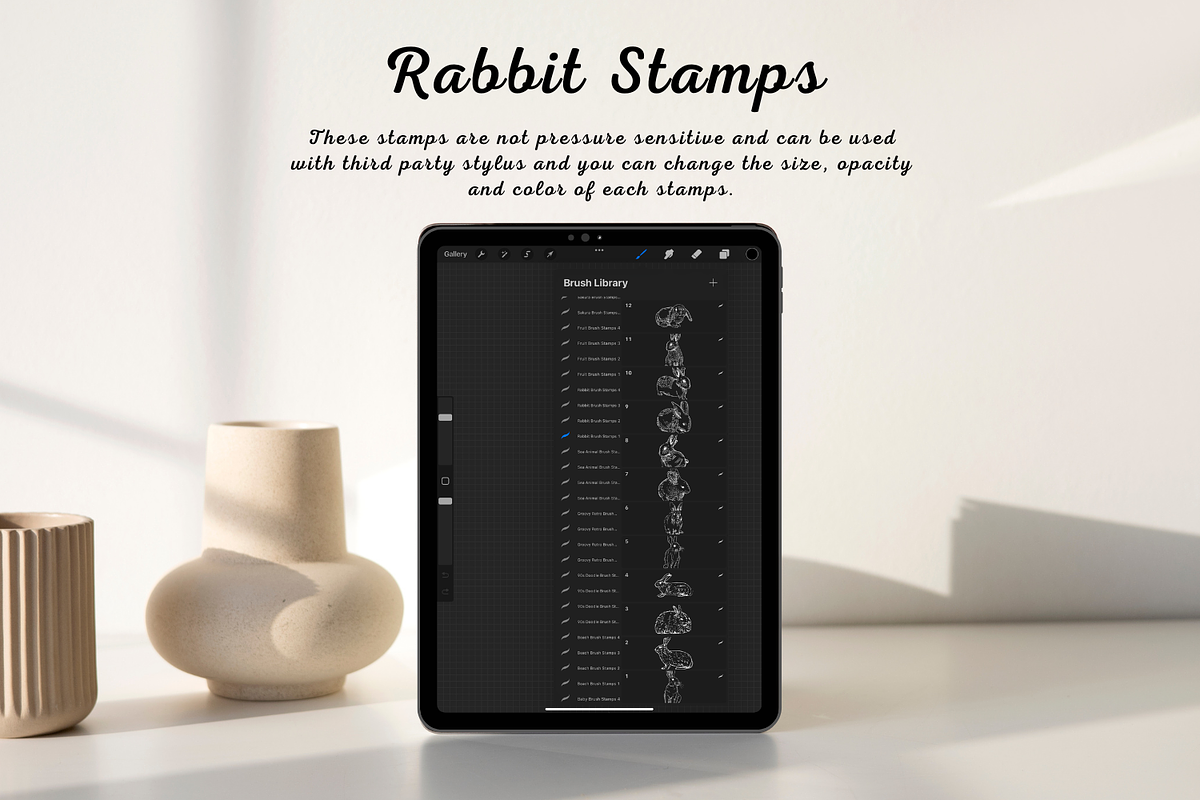 100 Rabbit Procreate Stamps, a Brush Add-On by Painter Creative Books (Photo 2 of 9)