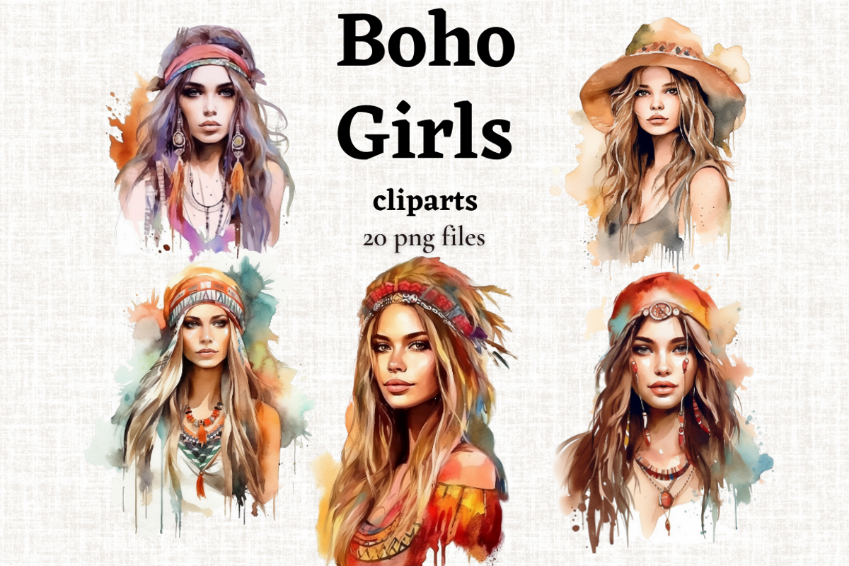 Watercolor Bohemian Beauty, a Person Illustration by Mash Mash Stickers (Photo 1 of 9)