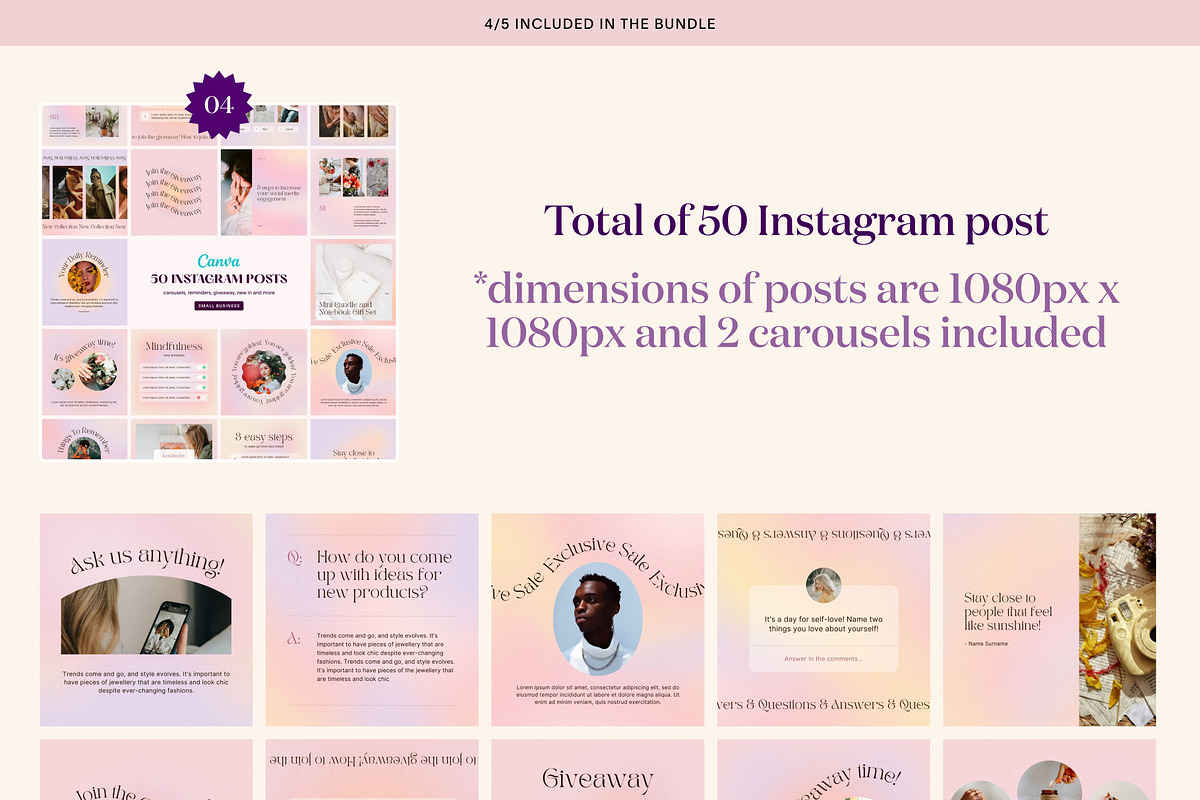 Pink Gradient Instagram Bundle, a Social Media Template by Alice Store (Photo 5 of 10)