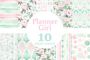 Planner Girl Digital Papers, a Pattern Graphic by GlamArtZhanna (Thumbnail 1 of 4)