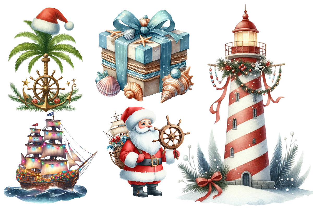 Nautical Christmas Clipart, an Illustration by Designworld (Photo 2 of 5)