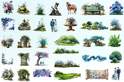 Secret Garden Wedding Map Elements, an Illustration by Loony Dream Designs (Thumbnail 3 of 8)