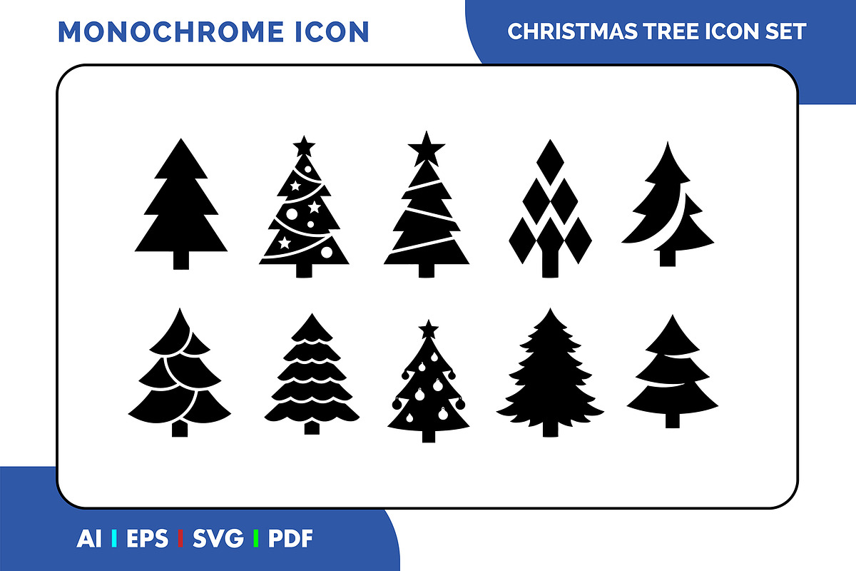 Christmas Tree Icon Set, a Solid Icon by Fontmine Studio (Photo 1 of 3)