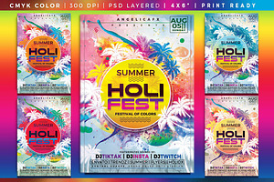 Holi Festival Colors Flyer Template