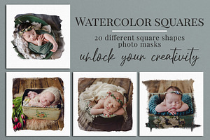 Watercolor squares photo masks
