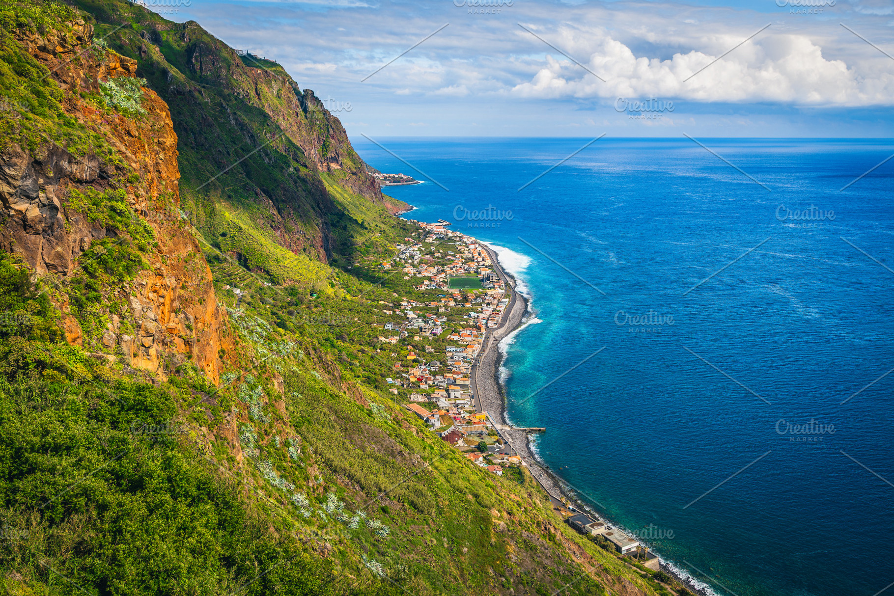 Seaside view with colorful cliffs, a Nature Photo by Alpine Dreams