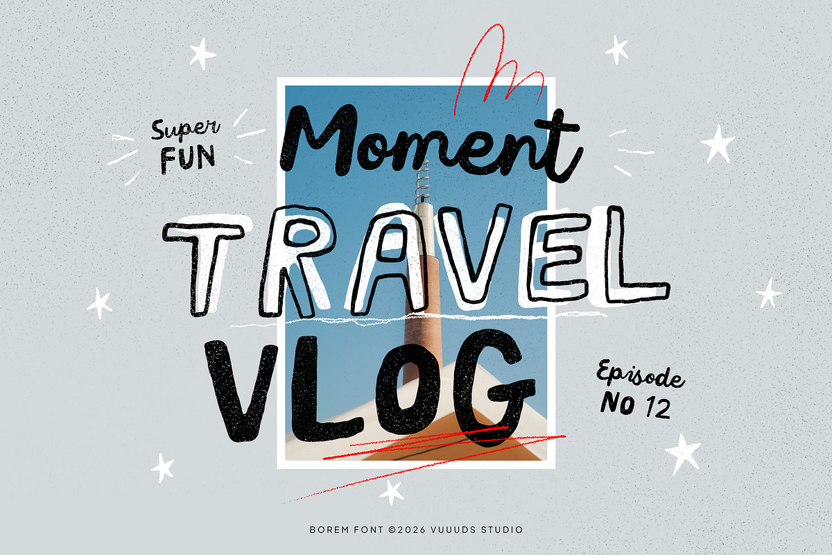 Borem - Handmade Trio Fonts, a Handwritten Font by vuuuds (Photo 4 of 9)