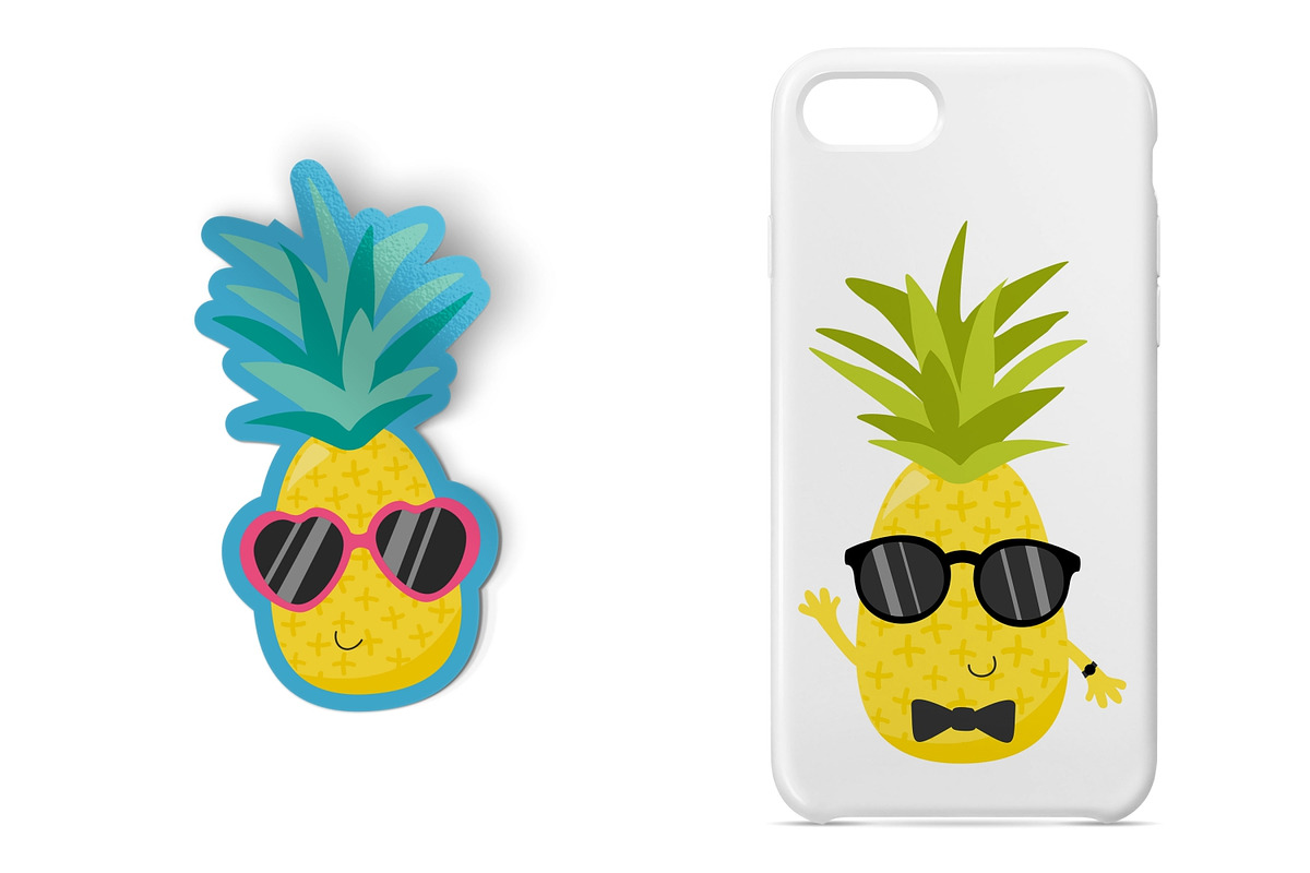 Pineapple Friends Clipart and SVG, a Food Illustration by Huckleberry Hearts (Photo 2 of 3)