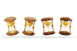 3d Set Of Hourglass, Wooden Glass