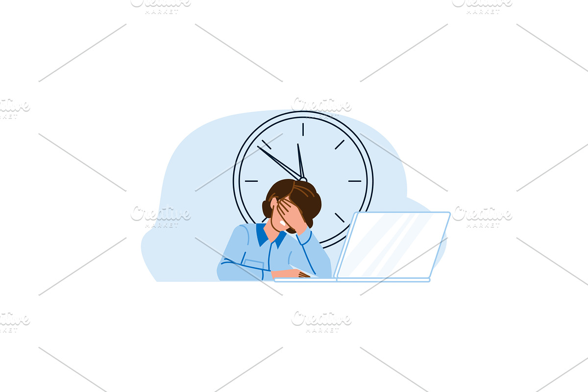 Stressed office worker feeling tired, a Person Illustration by pikepicture