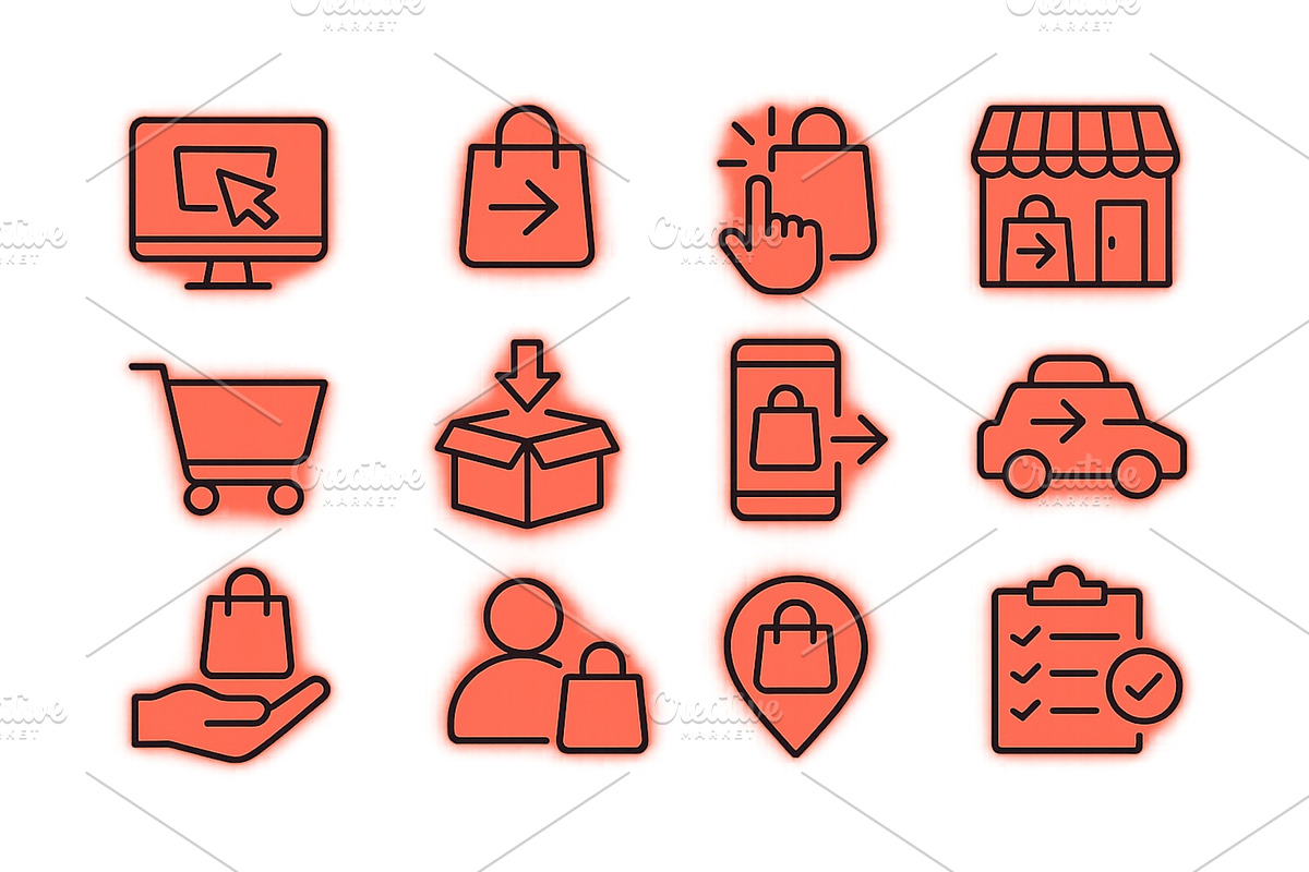 Shopping icons representing various, a Technology Illustration by ZinetroN