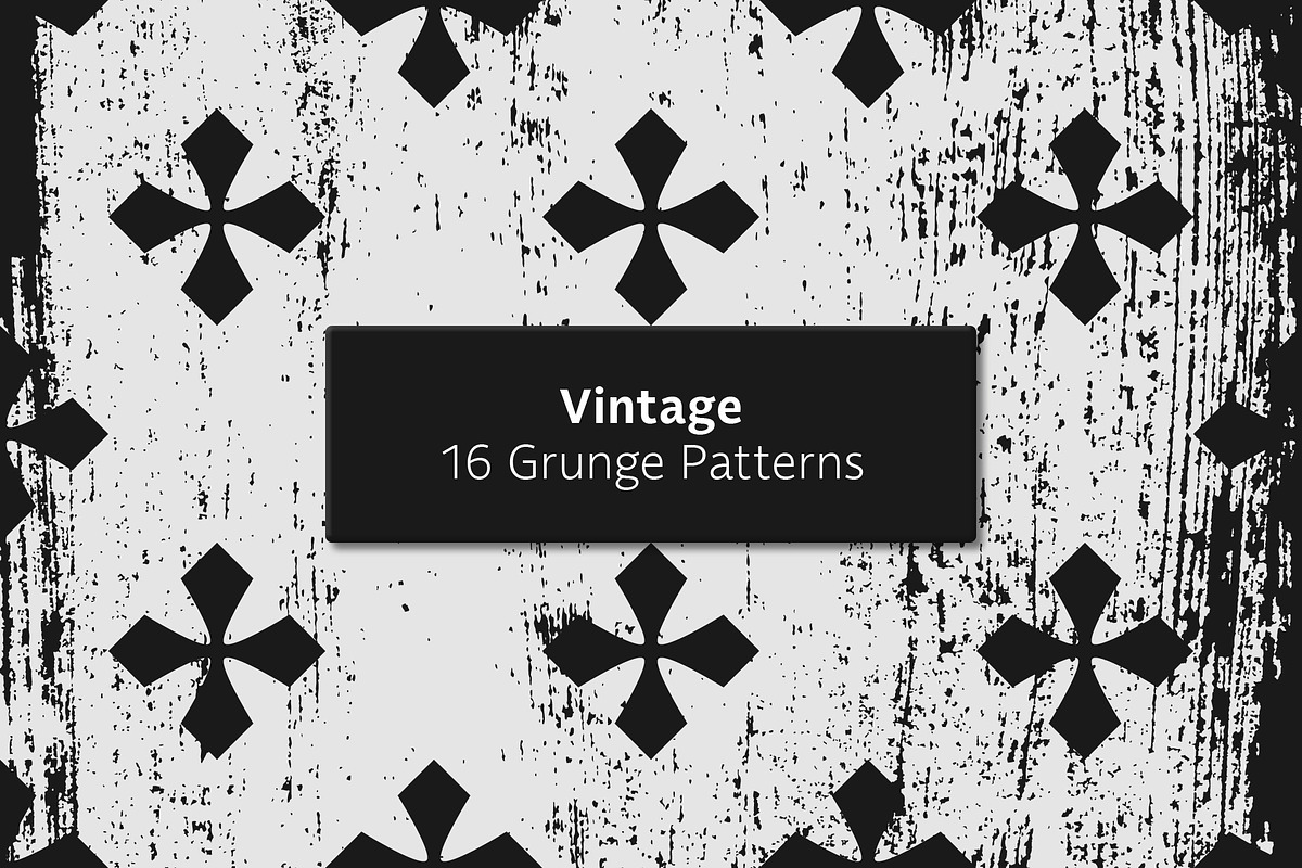 Vintage - 16 Grunge Patterns, a Pattern Graphic by Tustan (Photo 1 of 4)