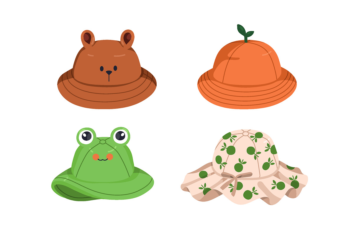 Kids summer panamas, beach hats set, an Object Illustration by Good Studio (Photo 2 of 6)