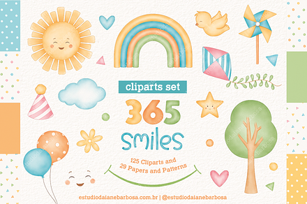 365 Smiles - Cliparts Set, an Illustration by Estudio Daiane Barbosa
