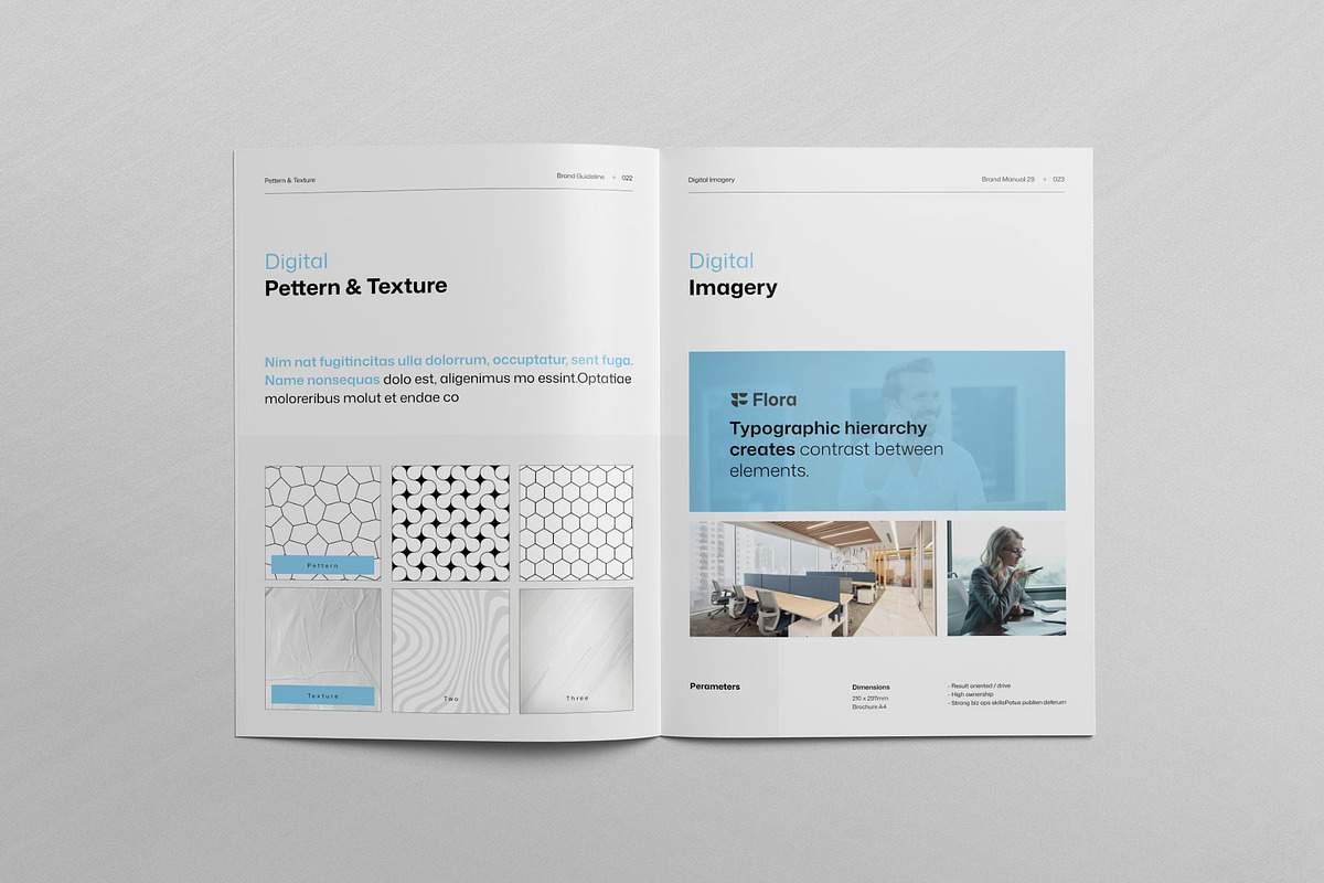 FLORA | Brand Guidelines Template, a Brochure Template by KreateTribe (Photo 7 of 9)