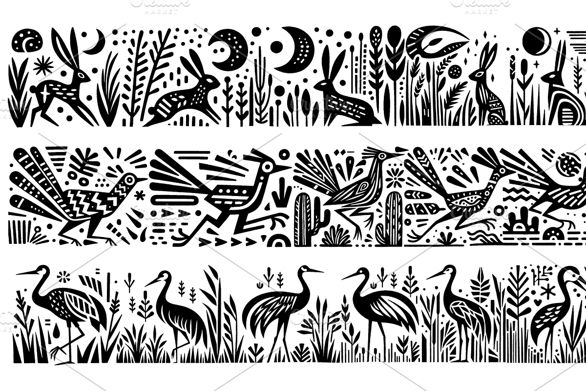 Vintage Animals and Fish Folk Art, an Illustration by devastd (Photo 4 of 30)