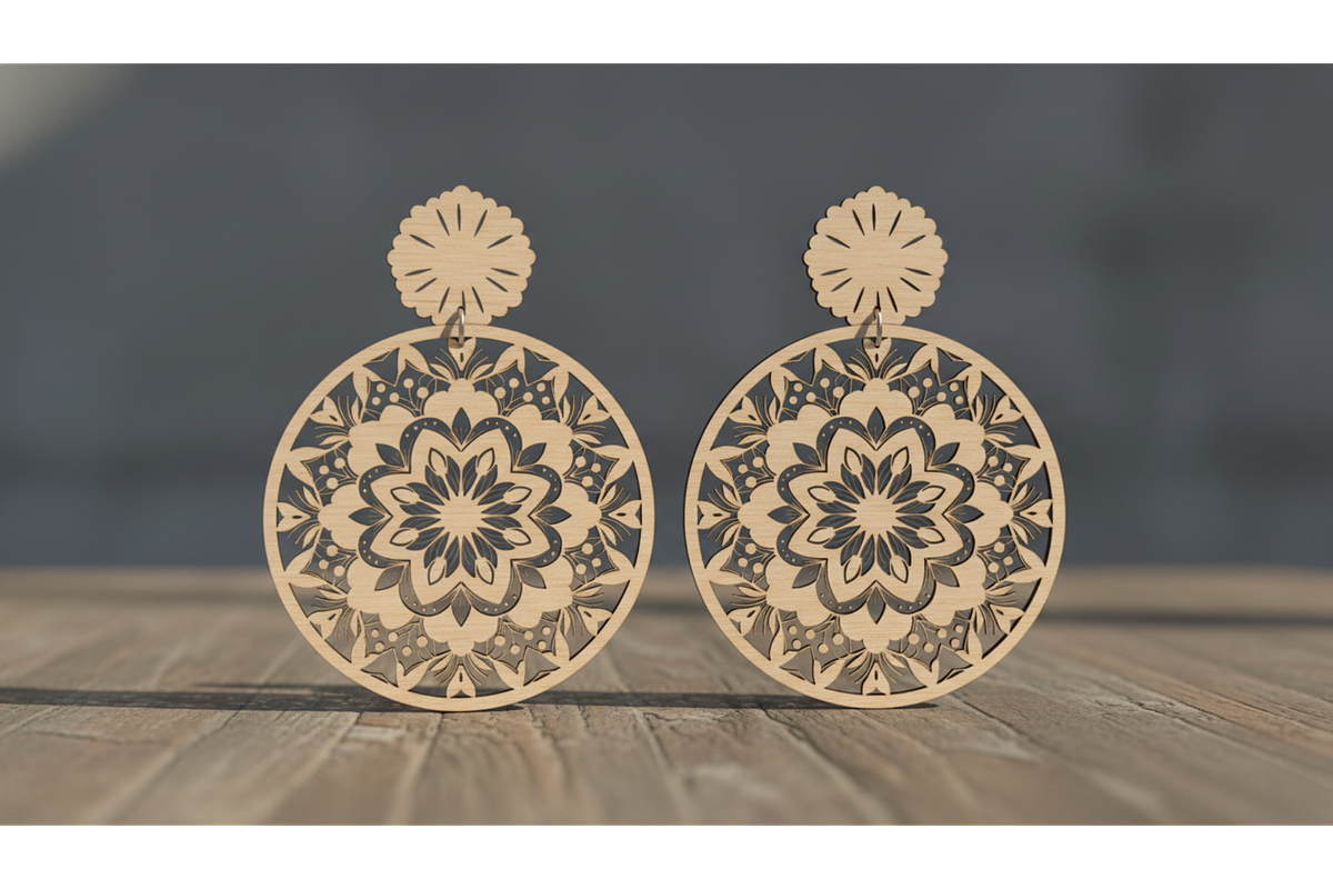 Laser Cut Ornament Earrings, an Illustration by hafijul (Photo 10 of 11)