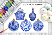 China Blue Christmas Ornaments Pack, a Decorative Illustration by Dana Designs (Thumbnail 5 of 14)