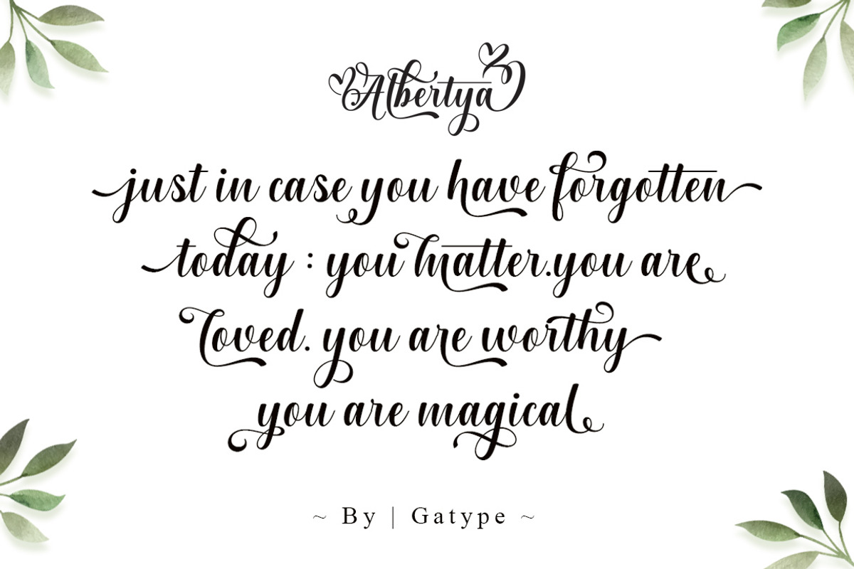 Albertya, a Script Font by Gatype (Photo 3 of 6)
