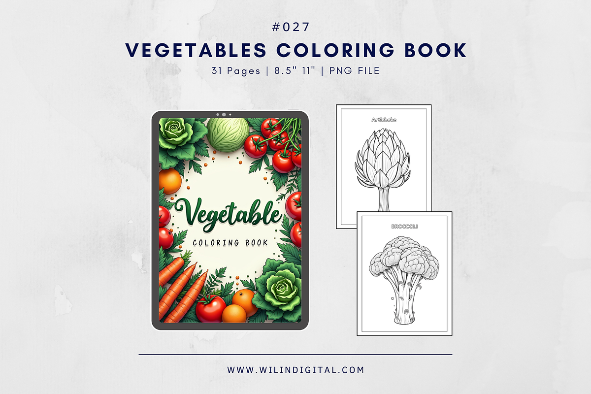 31 Vegetables Coloring Pages For Kid, an Illustration by Wilin Digital (Photo 1 of 3)