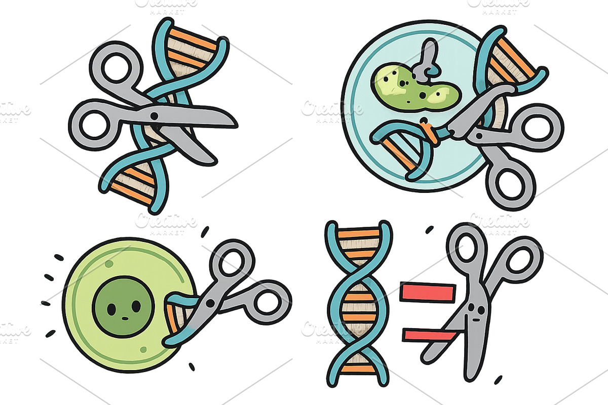 Cartoon illustration showing DNA, an Illustration by ZinetroN
