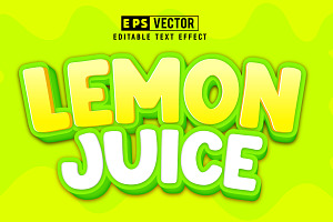 Lemon Juice Vector 3D Editable Text