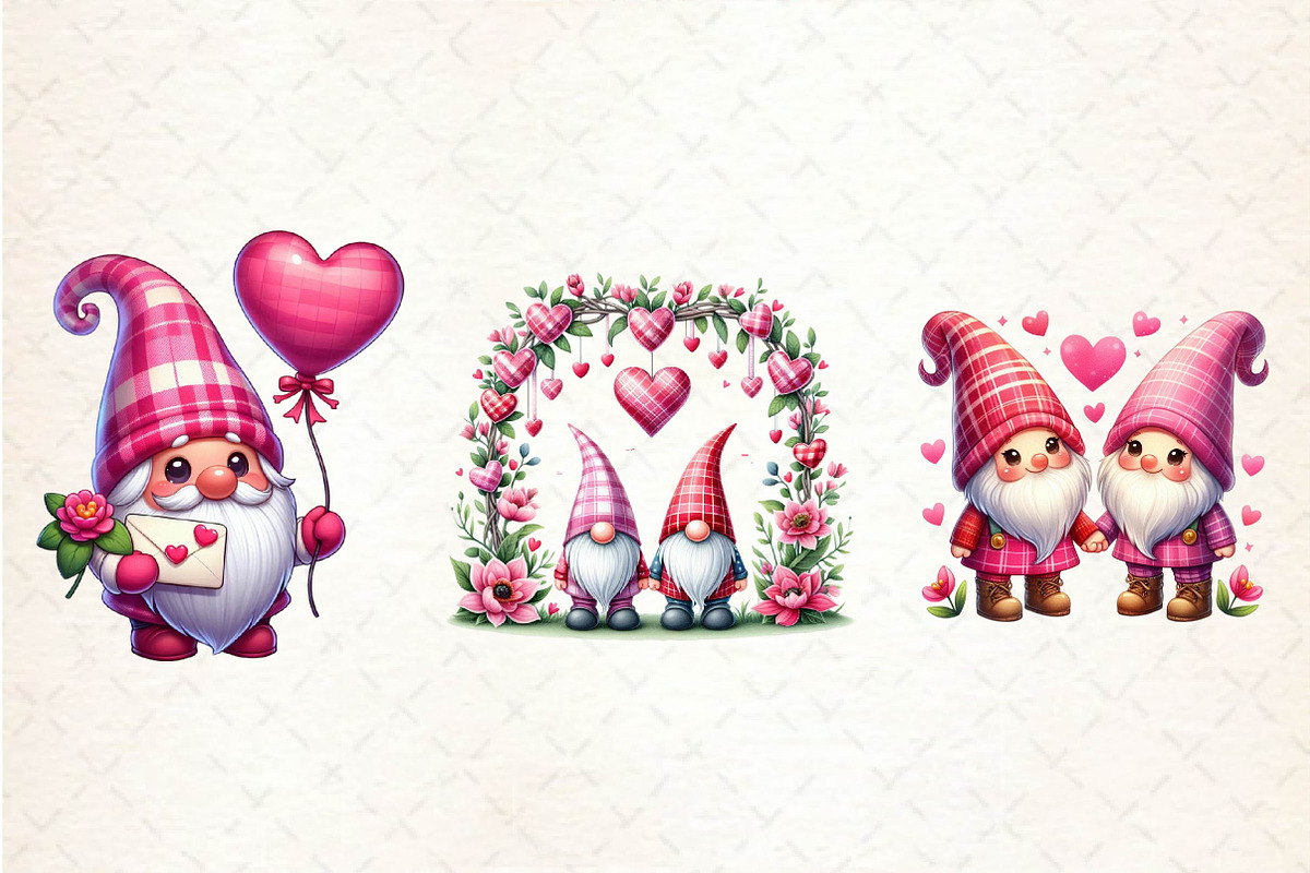 Pink Valentine Gnome in Love Bundle, an Illustration by CreationArt (Photo 5 of 5)