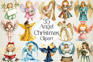 Christmas Angel Clipart, an Illustration by DreamPrint404