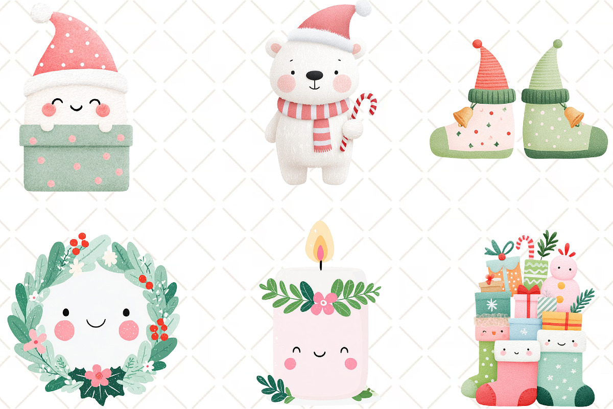 Cute Christmas Clipart, an Illustration by Black Bird Studio (Photo 6 of 6)