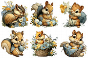 Whimsical Easter Squirrel Clipart PN, an Illustration by Daily.Designs (Thumbnail 6 of 7)