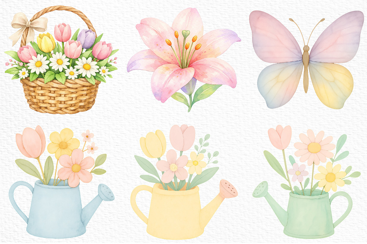 Pastel Spring Clipart PNG, an Illustration by Craft Nest (Photo 5 of 6)