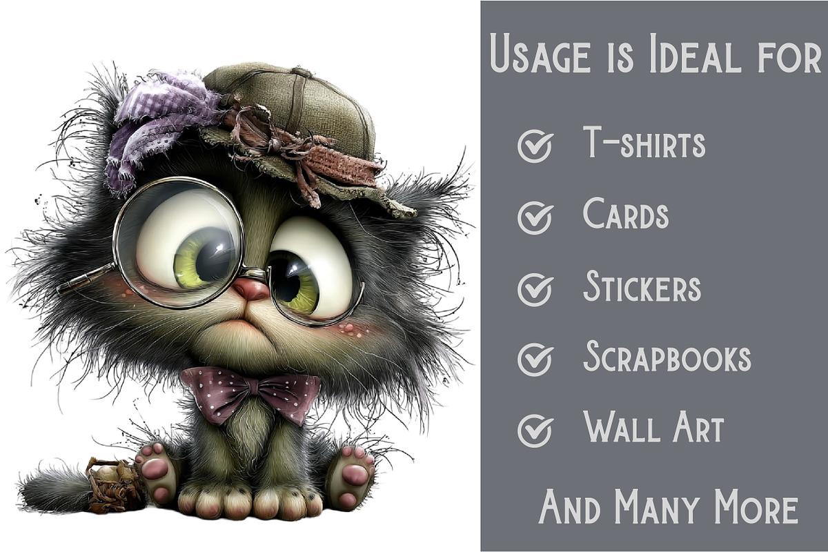 Whimsical Cat Clipart, an Illustration by Pixels.Craft (Photo 3 of 6)