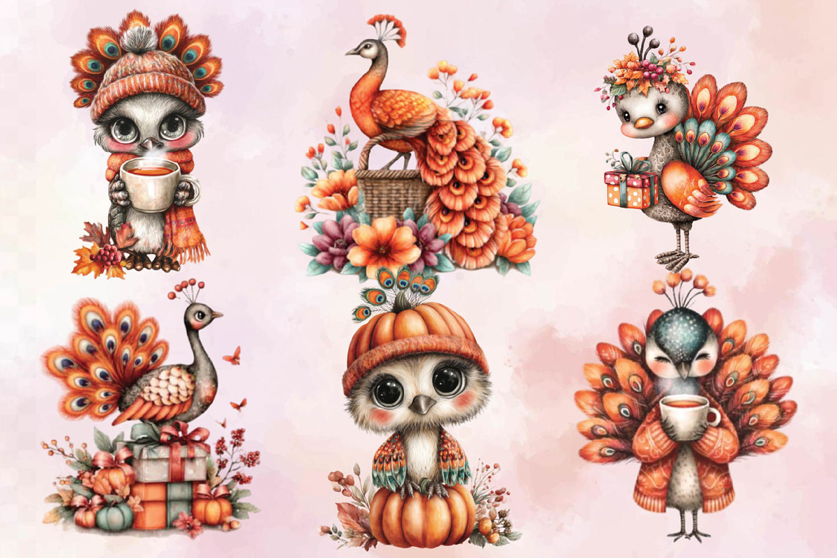 Cute Autumn Peacock Sublimation Clip, an Animal Illustration by SVGArt (Photo 3 of 9)