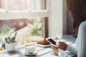 Woman typing text message