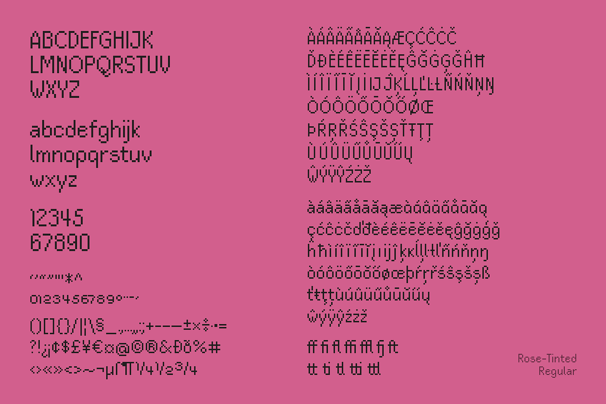 Rose-Tinted | A Pixel Type Family, a Sans Serif Font by wendyleftmealone (Photo 3 of 11)