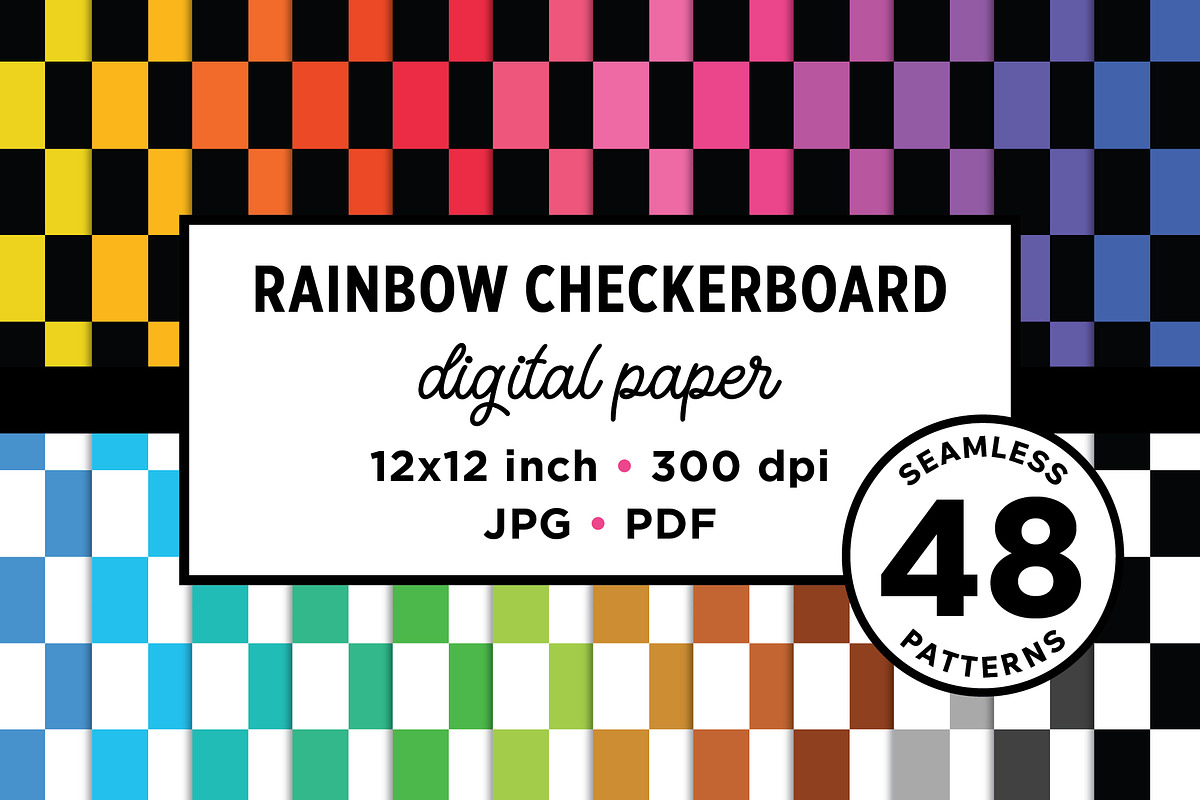 Rainbow Checkers Seamless Patterns, a Pattern Graphic by Running With Foxes (Photo 1 of 9)