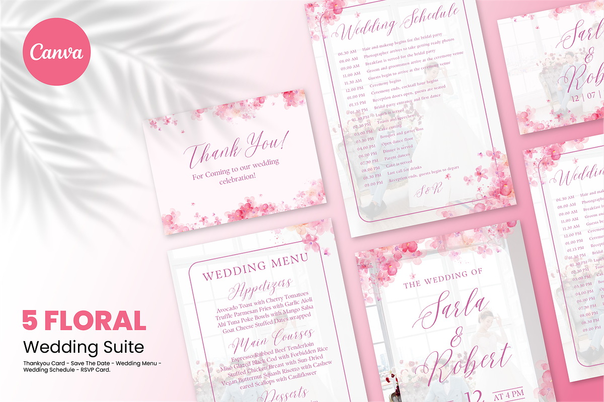 Wedding Suite Floral Canva Template, a Marketing Template by ArbaStudio (Photo 1 of 5)