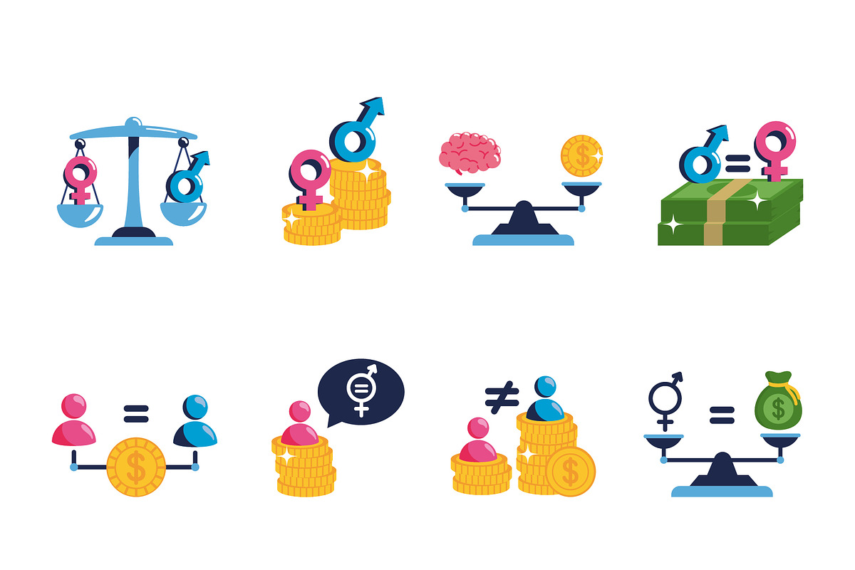 Salary Equality Illustration Set
