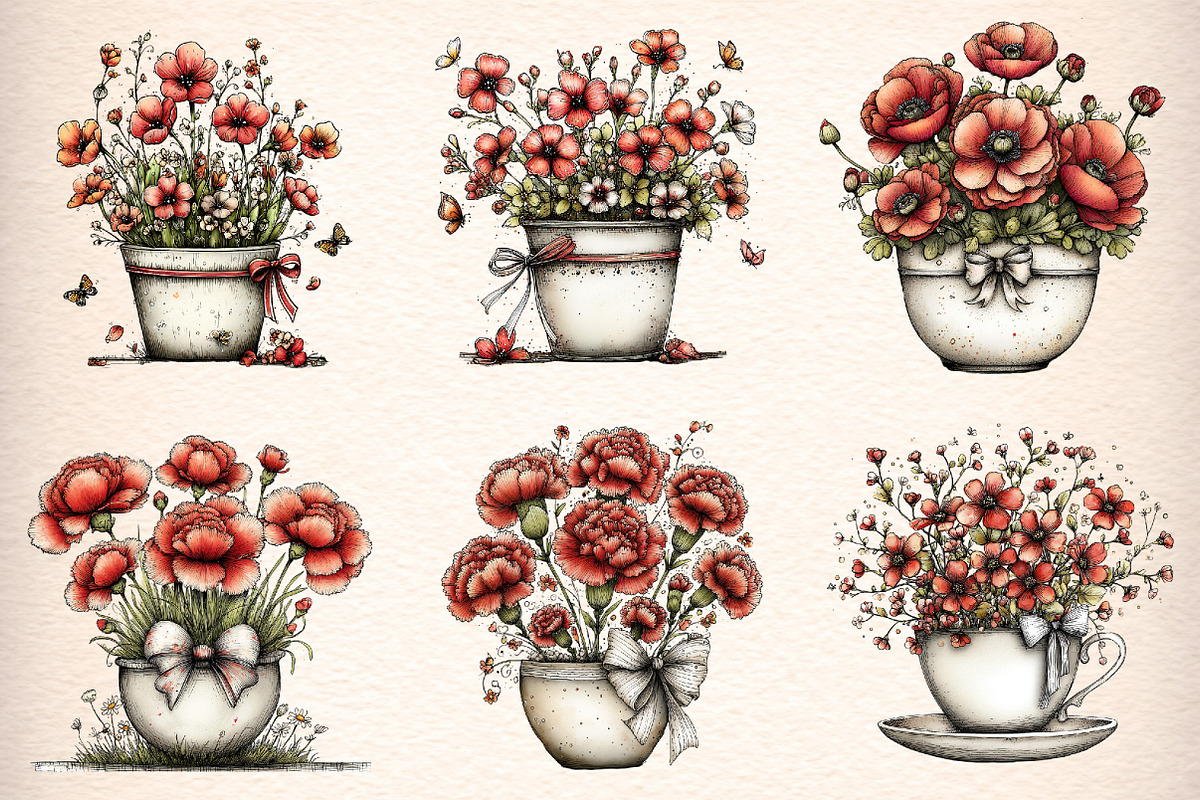 Whimsical Flowers Spring Clipart, an Illustration by Digital Artistic99 (Photo 4 of 11)