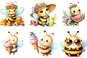 Cute Cartoon Bees Summer Clipart, an Illustration by DreamArtGraphic (Thumbnail 4 of 4)