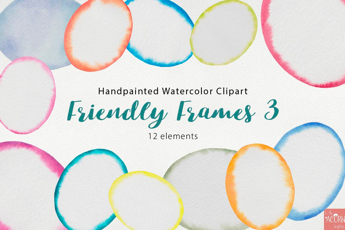 Watercolor Friendly Frames Bundle, an Object Graphic by LittleAcornGraphics (Photo 4 of 10)