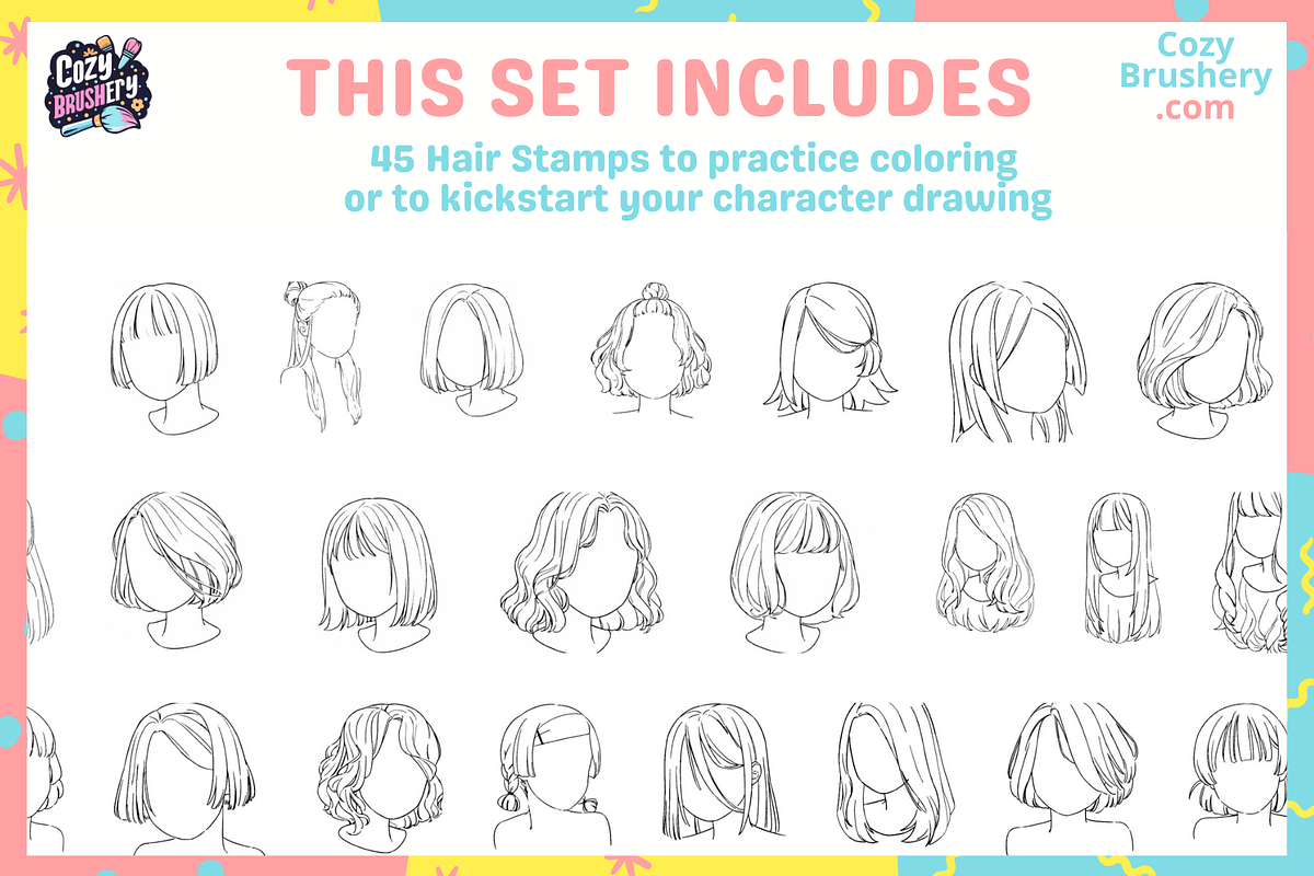 Procreate Ultimate Hair Brushes, a Brush Add-On by Cozy Brushery (Photo 8 of 10)