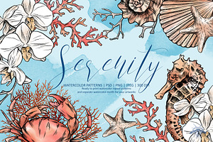 SERENITY | Watercolor ocean set