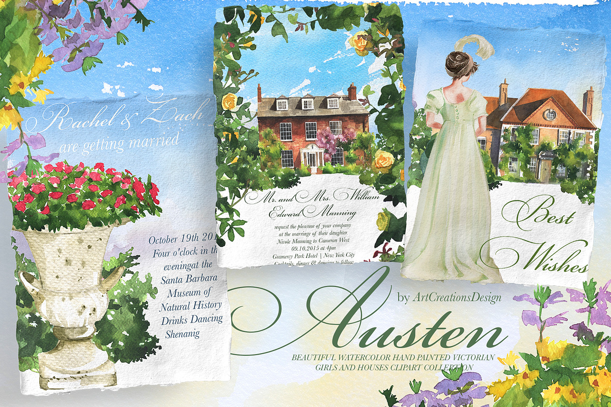 Watercolor Austen Clipart Set, a Person Illustration by ArtCreationsDesign (Photo 19 of 22)