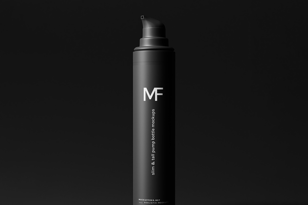 Tall Airless Pump Bottle Mockup, a Packaging Mockup by MockupFree.Net (Photo 4 of 9)