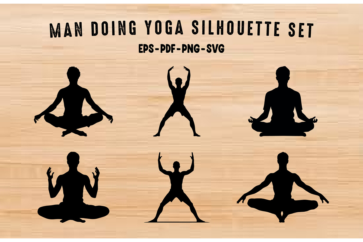 Man Doing Yoga SVG Silhouette Bundle, a Healthcare Illustration by Gfx Expert Team (Photo 1 of 3)