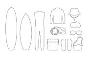 Surfing Equipment Vector Set Bundle, a Decorative Illustration by MkStudio (Thumbnail 3 of 3)
